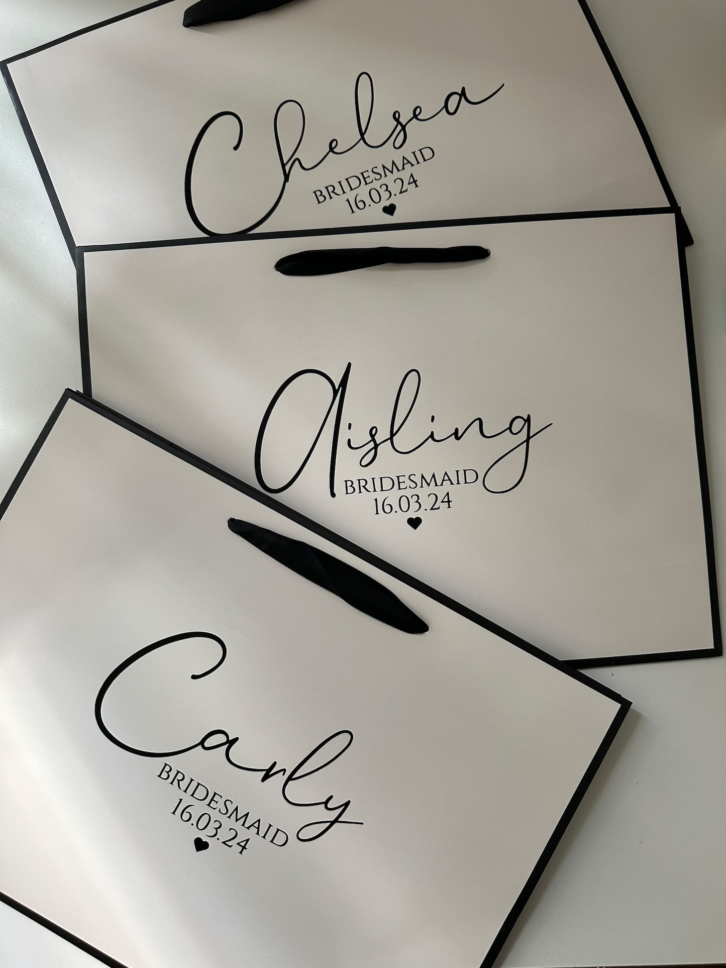 Modern Elegant Custom Name Personalised Gift Bag (Black and White)