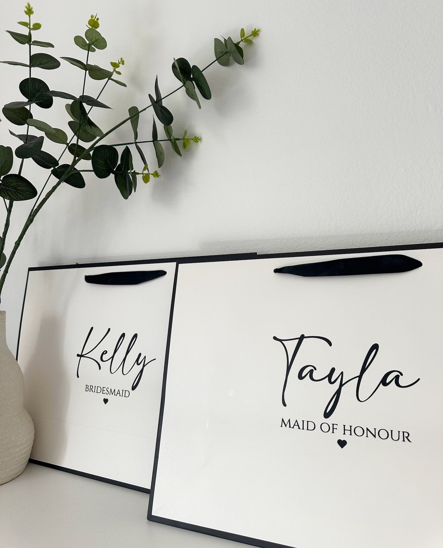 Modern Elegant Custom Name Personalised Gift Bag (Black and White)