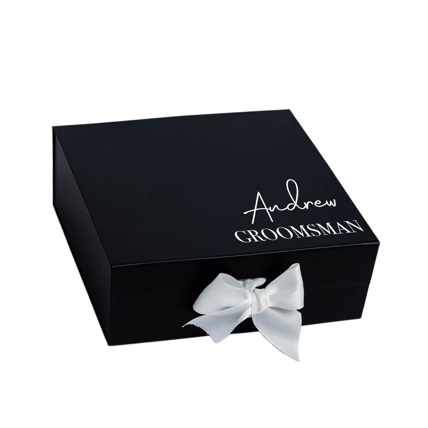 Medium Magnetic Gift (Proposal) Boxes With Ribbon (1PC - Black or White - Text Outside)