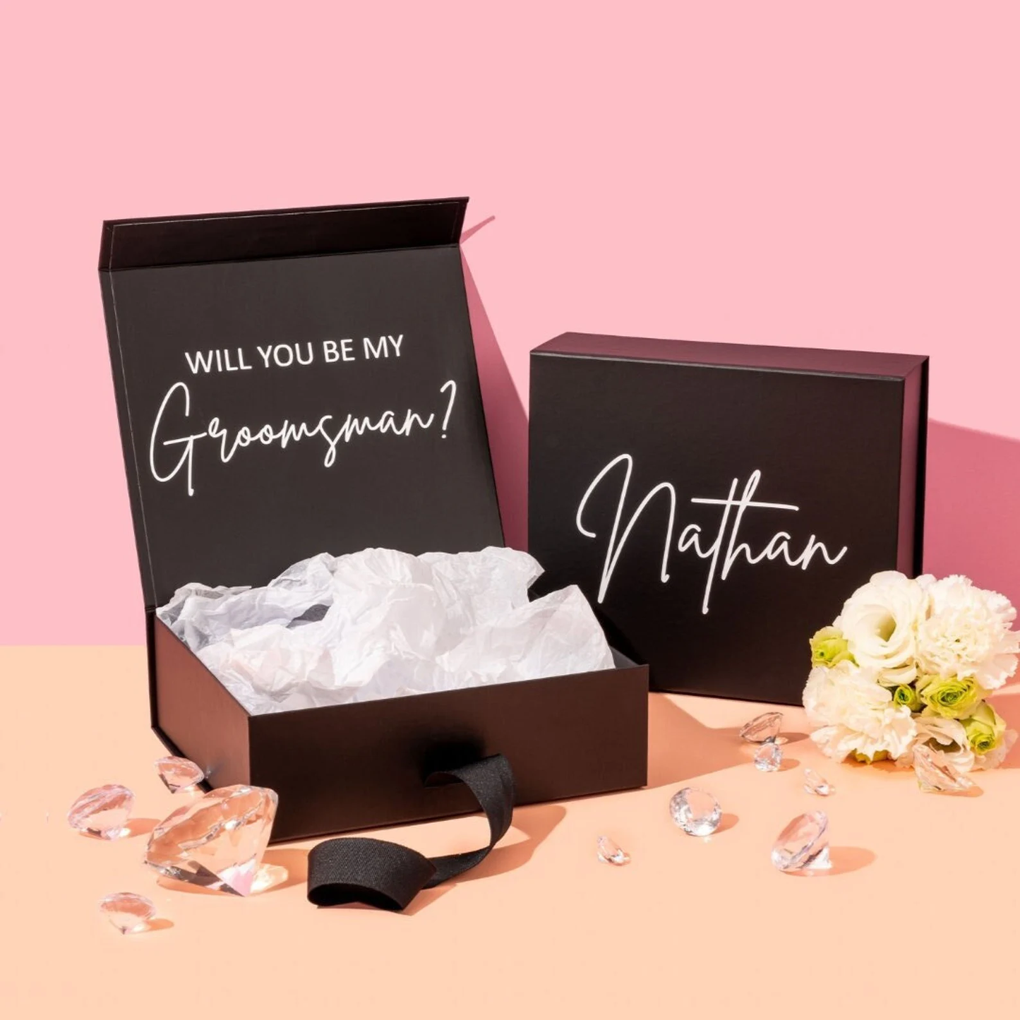Medium Magnetic Gift (Proposal) Boxes With Ribbon (1PC - Black or White)